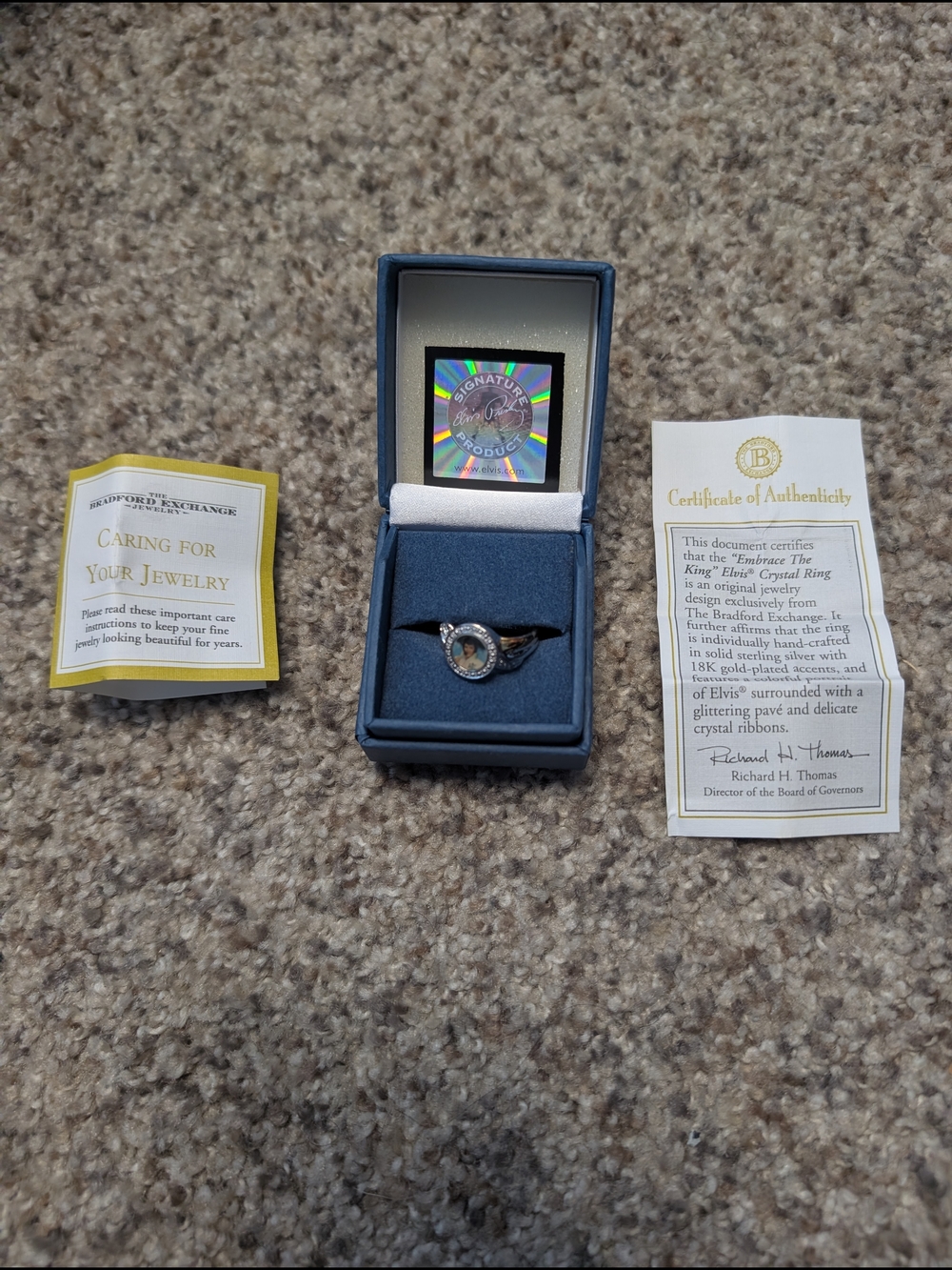The Bradford Exchange Elvis Gold-Tone Blue Crystal Halo Ring
